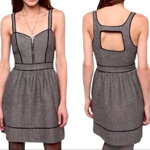 KIMCHI BLUE - URBAN OUTFITTERS | Gray Sleeveless Tweed Cutout Back Mini Dress